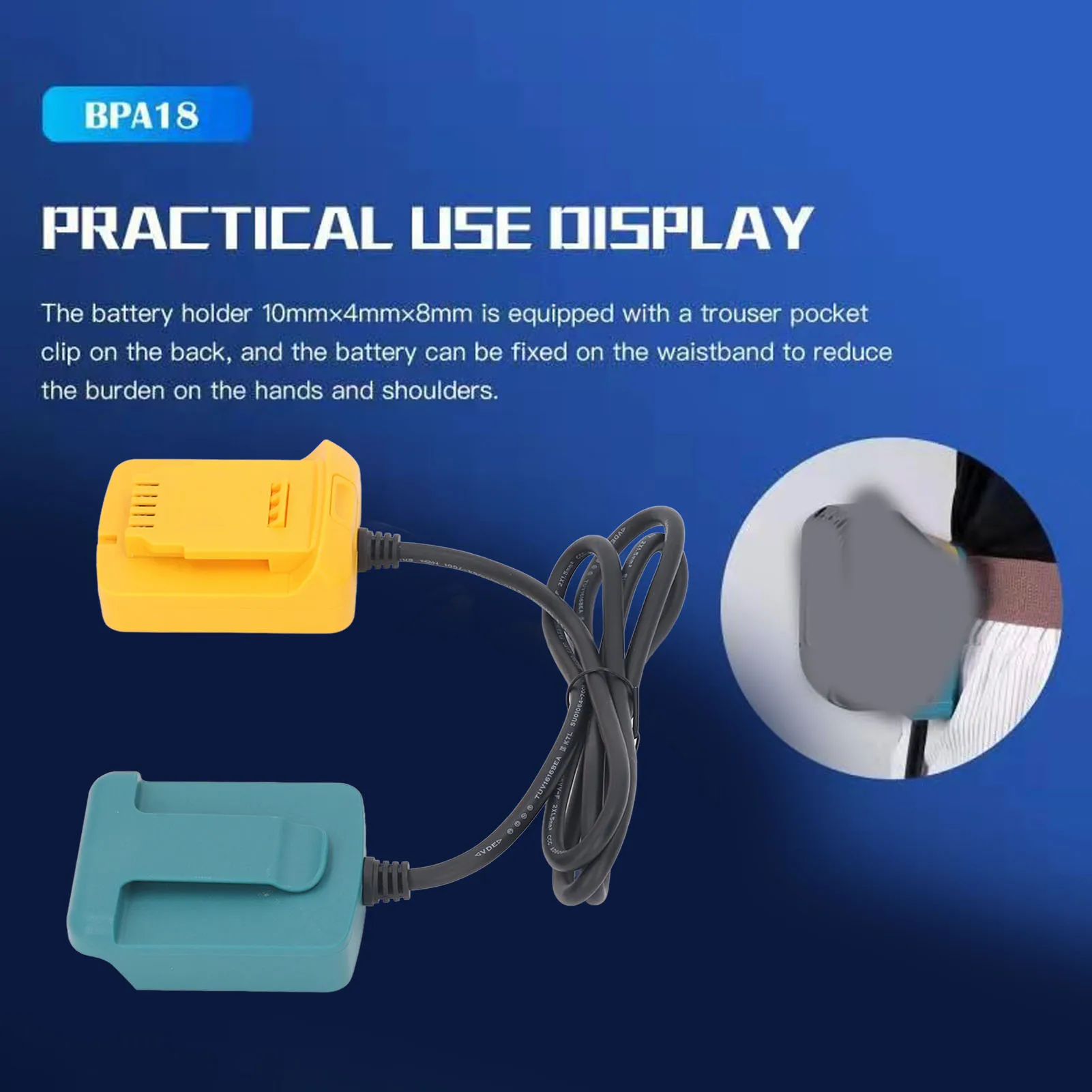 Power Tool Battery Extension Cord Reduce Burden Battery Extension Cord Tool Safe 1.6m Length Plastic Sturdy for Electric Tools
Power Tool Battery Extension Cord Reduce Burden Battery Extension Cord Tool Safe 1.6m Length Plastic Sturdy for Electric Tools