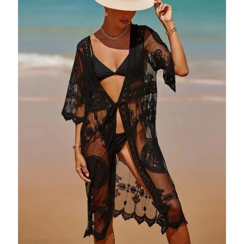 Vacation Half Sleeve Beach Cover Sexy Sun Protection Clothing Casual Loose White Lace Shirt Overall Sunscreen Holiday Tops 25903
Vacation Half Sleeve Beach Cover Sexy Sun Protection Clothing Casual Loose White Lace Shirt Overall Sunscreen Holiday Tops 25903