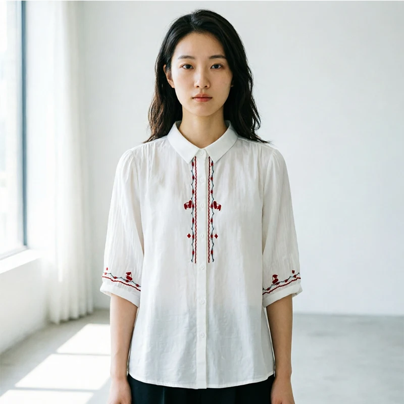 New Summer Embroidery Double-layer Shirt Women Clothing Beige White Color Gauze Female Kawaii Cardigan Bllouse Tops U072
New Summer Embroidery Double-layer Shirt Women Clothing Beige White Color Gauze Female Kawaii Cardigan Bllouse Tops U072