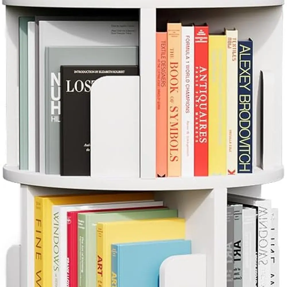 White 4-Tier Corner Bookshelf: 360° Swivel for Compact Spaces, Ideal for Bedrooms, Living Rooms, and Studies
White 4-Tier Corner Bookshelf: 360° Swivel for Compact Spaces, Ideal for Bedrooms, Living Rooms, and Studies