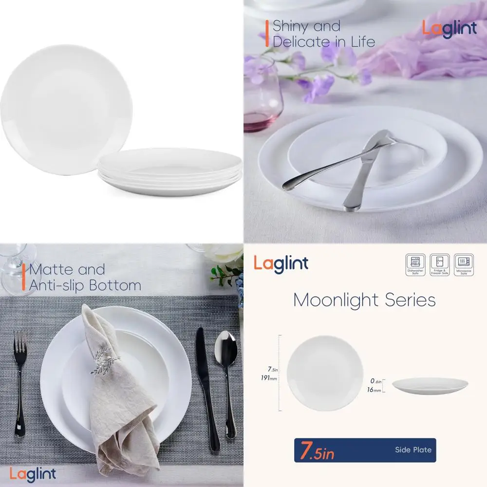 7.5 inch appetizer plate set of 6, lightweight opal glass round white salad plates for dessert kitchen, dishwasher and microwave
7.5 inch appetizer plate set of 6, lightweight opal glass round white salad plates for dessert kitchen, dishwasher and microwave
