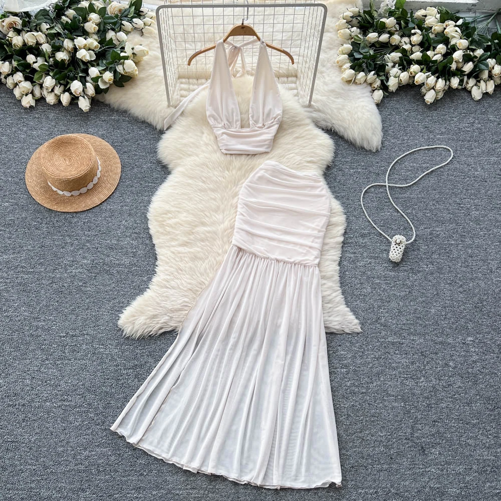 Элегантное сексуальное платье с открытой спиной и v-образным вырезом, сетчатое платье с высокой талией, отпускное платье, тонкая женская праздничная женская одежда, комплект из двух предметов
Элегантное сексуальное платье с открытой спиной и v-образным вырезом, сетчатое платье с высокой талией, отпускное платье, тонкая женская праздничная женская одежда, комплект из двух предметов