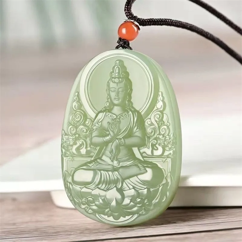 Natural Afghan jade sitting lotus Guanyin pendant men's versatile gift to friends
Natural Afghan jade sitting lotus Guanyin pendant men's versatile gift to friends