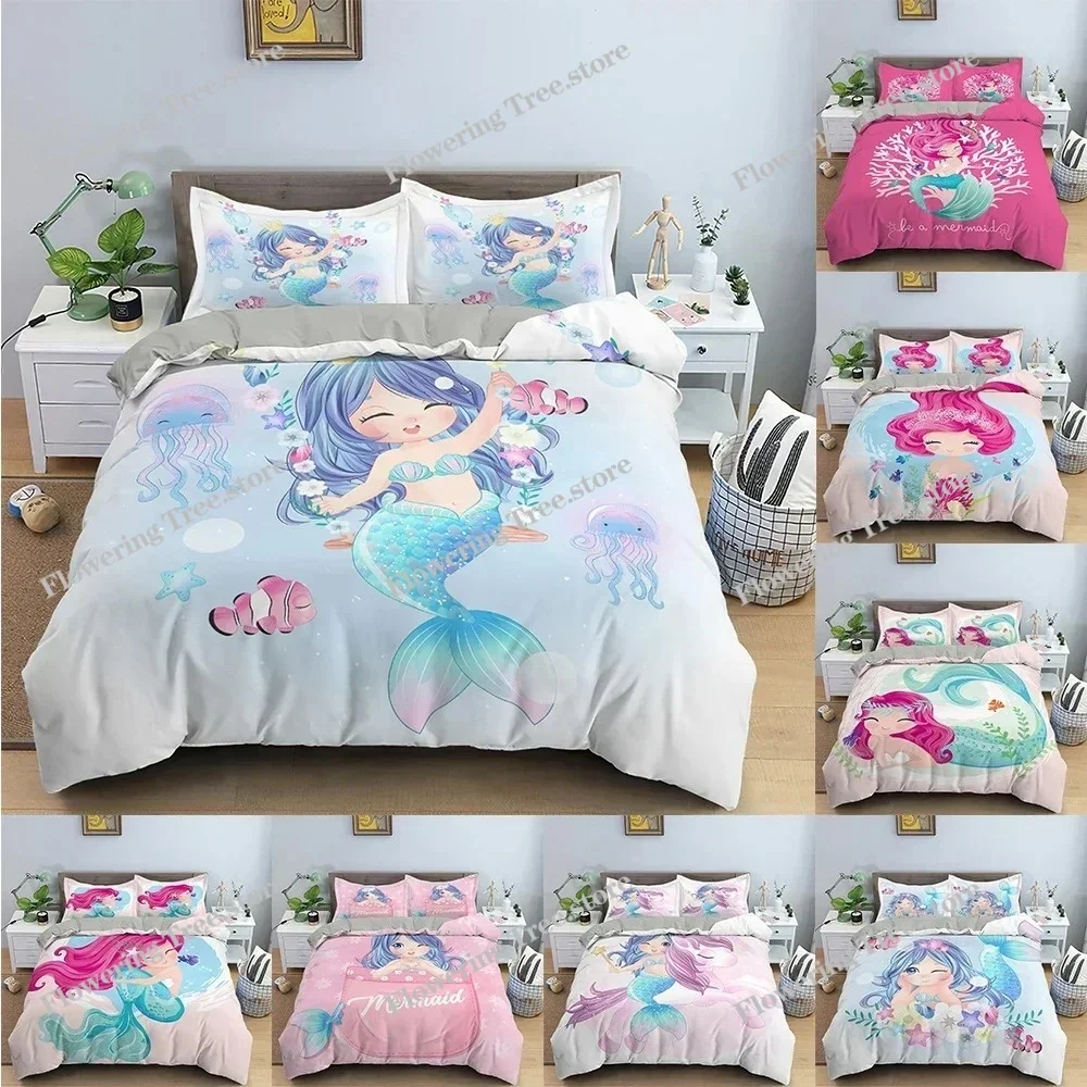 Mermaid Bedding Set For Girls Cute Cartoon Duvet Cover Comforter Covers Children Bedroom Double Queen Size Home Textile
Mermaid Bedding Set For Girls Cute Cartoon Duvet Cover Comforter Covers Children Bedroom Double Queen Size Home Textile
