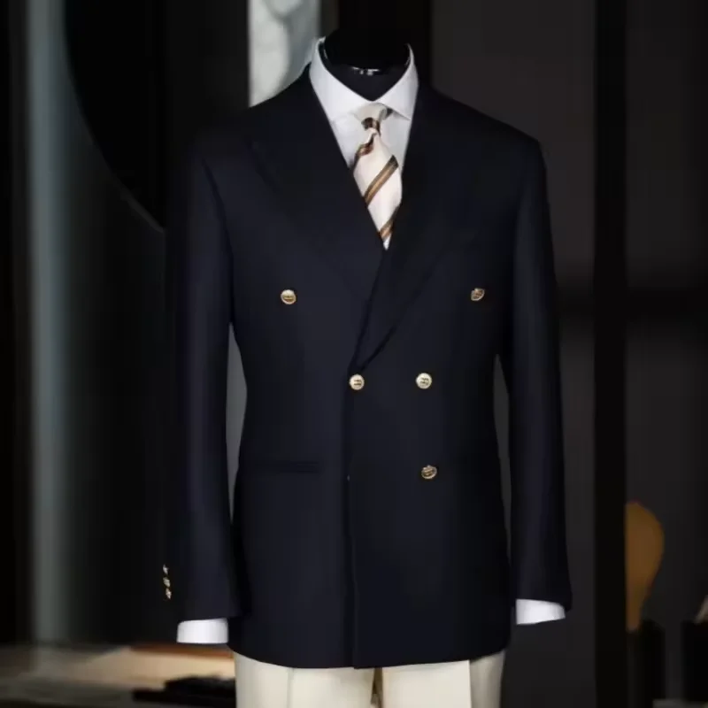 Casual suit classic navy blue double breasted metal button high-quality top regular length retro jacket in 3 colors
Casual suit classic navy blue double breasted metal button high-quality top regular length retro jacket in 3 colors