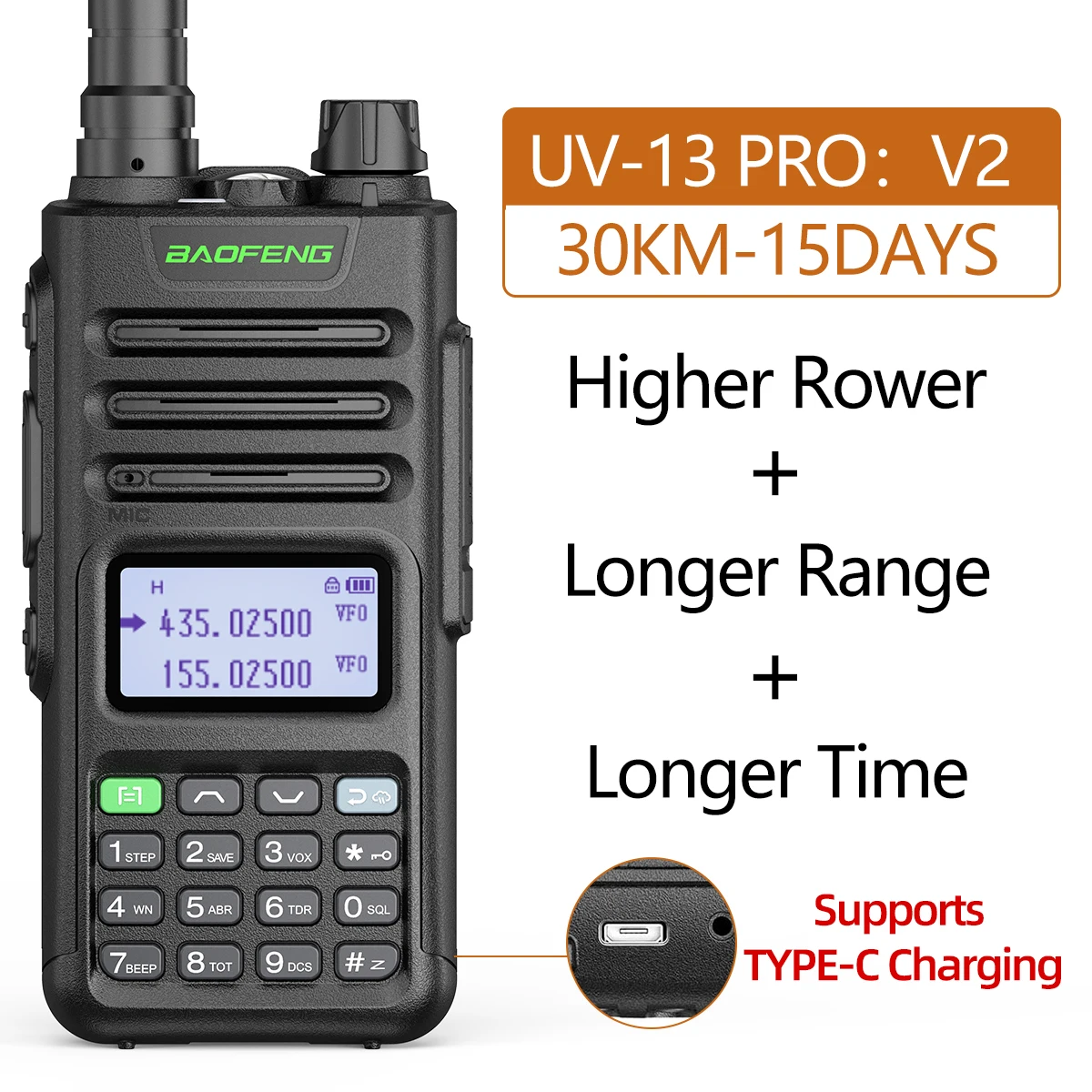 BaoFeng UV-13 PRO V2 Двухдиапазонная рация Тип C зарядное устройство 16 км большой радиус действия UV13 приемопередатчик двухсторонняя рация
BaoFeng UV-13 PRO V2 Двухдиапазонная рация Тип C зарядное устройство 16 км большой радиус действия UV13 приемопередатчик двухсторонняя рация