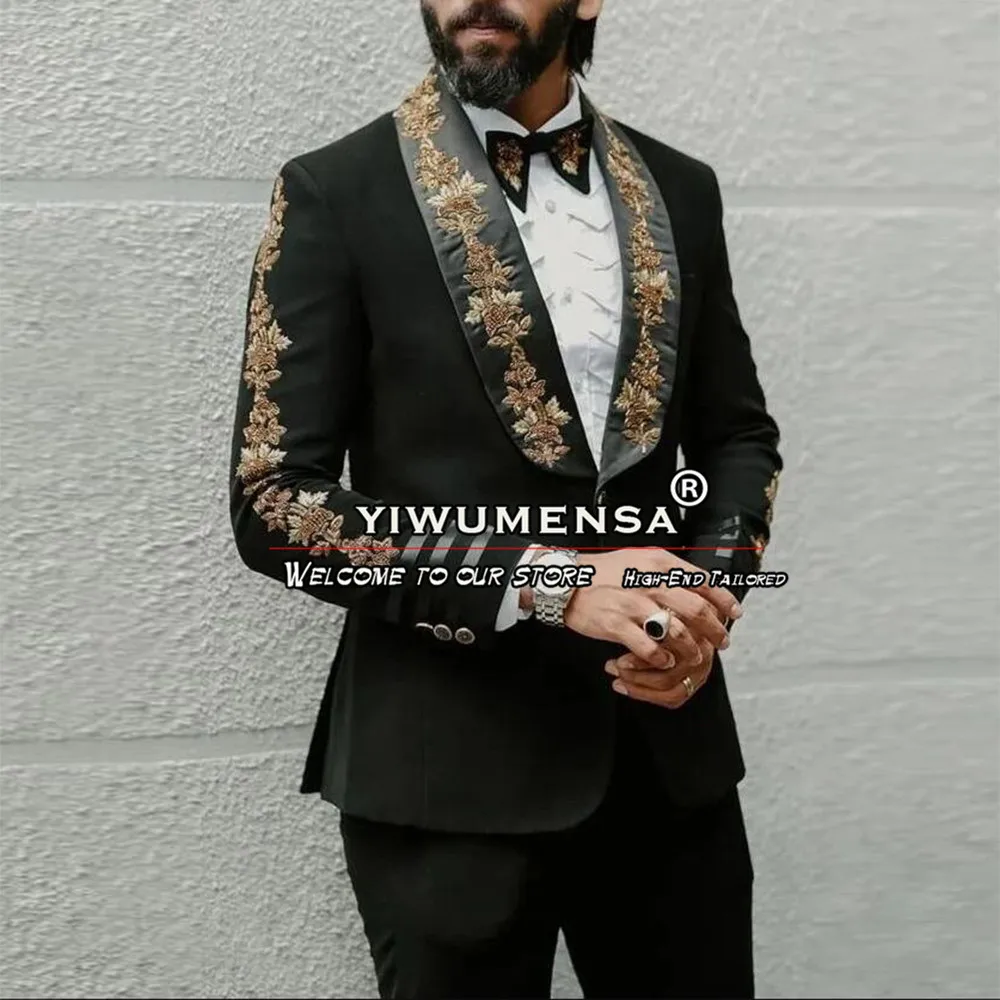 Elegance Men's Wedding Suits Gold Beads Appliques Blazer Pants 2 Pieces Formal Man Tuxedos Bespoke Banquet Prom Blazer Dress
Elegance Men's Wedding Suits Gold Beads Appliques Blazer Pants 2 Pieces Formal Man Tuxedos Bespoke Banquet Prom Blazer Dress