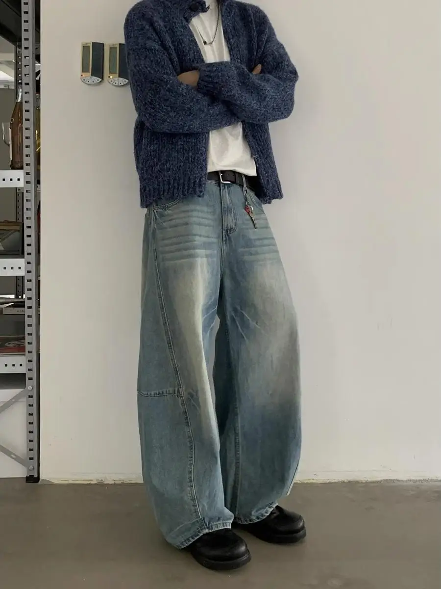 Синие мужские джинсы с ножом, повседневная уличная одежда, свободные широкие длинные брюки, универсальные удобные джинсовые брюки
Синие мужские джинсы с ножом, повседневная уличная одежда, свободные широкие длинные брюки, универсальные удобные джинсовые брюки