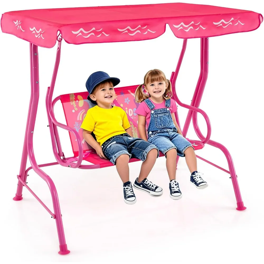 Kids Patio Swing, 2-Seater Outdoor Porch Swing Lounge Chair, Adjustable Canopy & Safety Belt
Kids Patio Swing, 2-Seater Outdoor Porch Swing Lounge Chair, Adjustable Canopy & Safety Belt