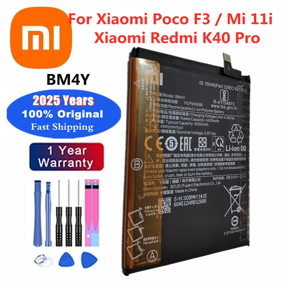 2025 Years New Original Phone Battery For Xiaomi Redmi K40 Pro K40Pro / Mi 11i Poco F3 GT BM4Y Batteries Bateria Fast Shipping
2025 Years New Original Phone Battery For Xiaomi Redmi K40 Pro K40Pro / Mi 11i Poco F3 GT BM4Y Batteries Bateria Fast Shipping