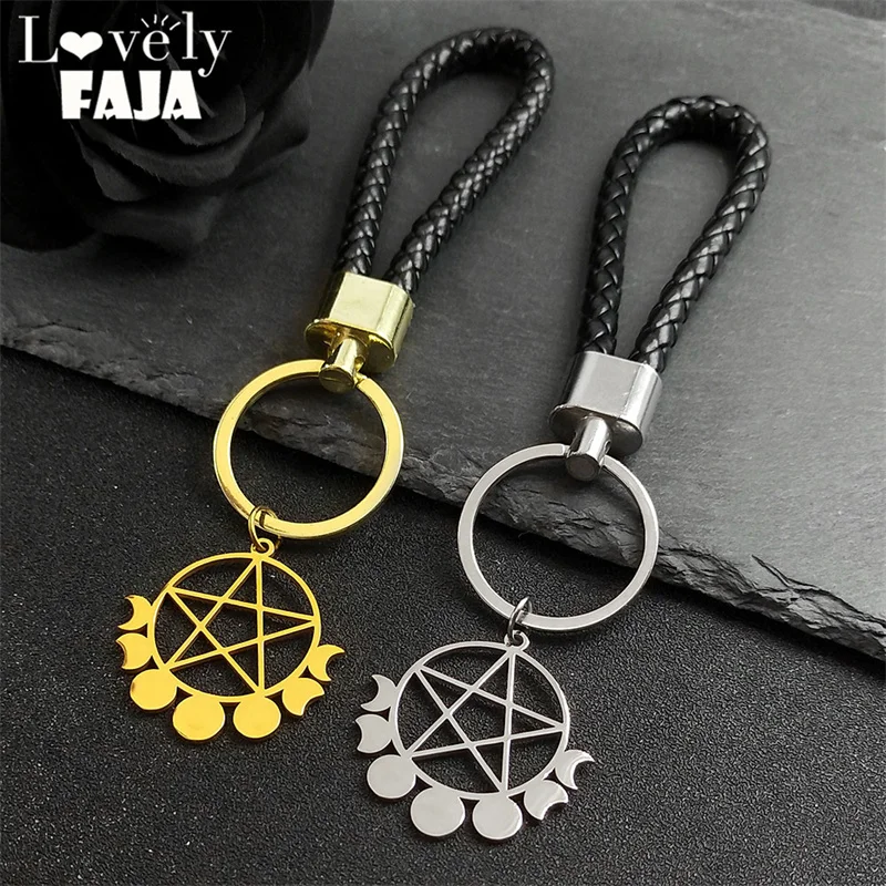 Goth Witchcraft Satan Pentagram Moon Stainless Steel Key chain Women Gold Color Satanic Big Gothic Key Ring Jewelry 3692
Goth Witchcraft Satan Pentagram Moon Stainless Steel Key chain Women Gold Color Satanic Big Gothic Key Ring Jewelry 3692