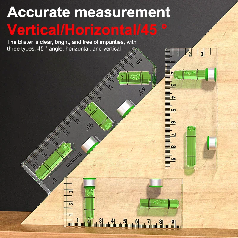 High-precision Mini Acrylic Strong Magnetic Level Protractor Bubble Level Small Leveling Tool Level Measuring Tools