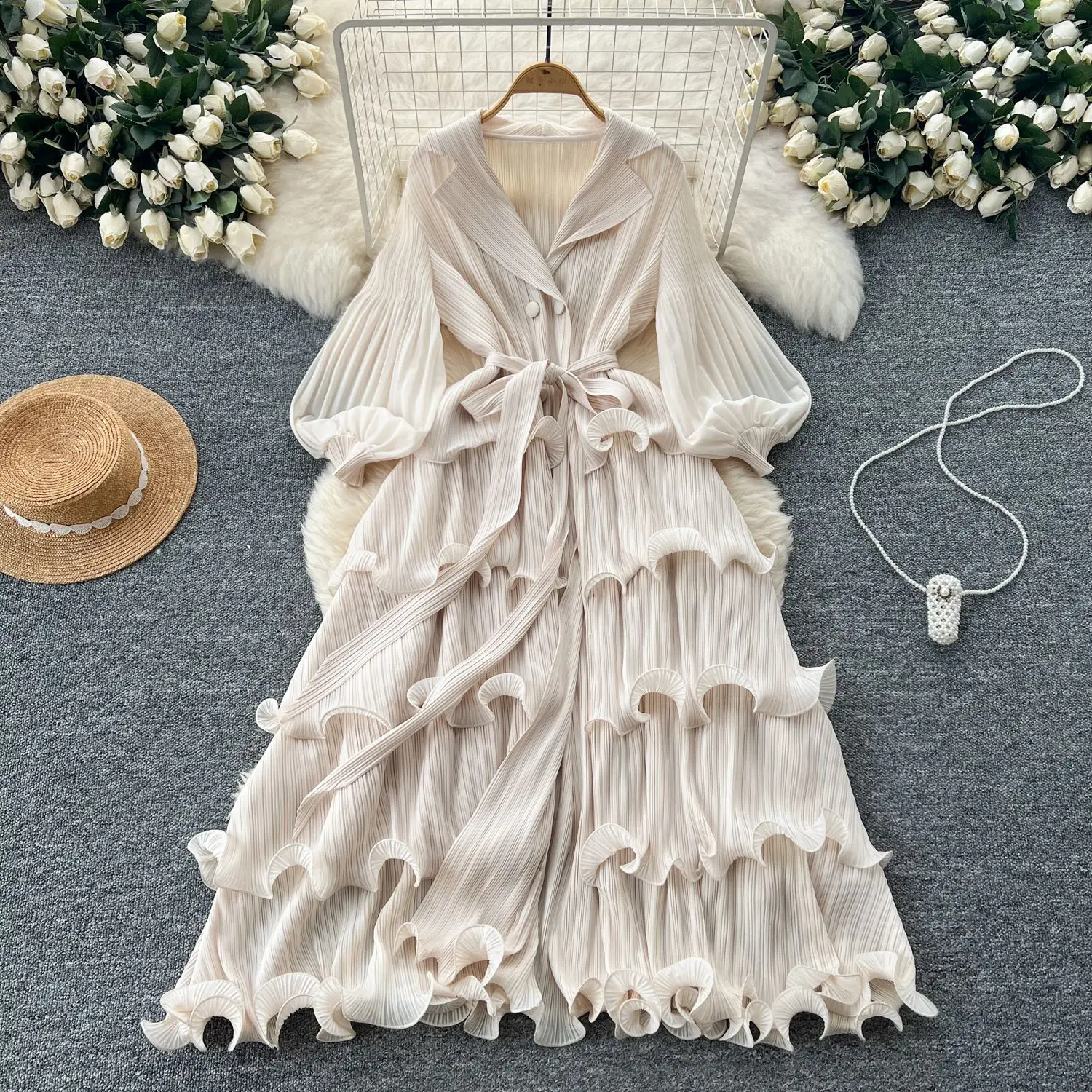 Long Dress Women Party Tierred Dresses Lantern Sleeve Turn Down Collar Maxi Gown Lace Up A Line Spring Ruffles Vestidos 2026
Long Dress Women Party Tierred Dresses Lantern Sleeve Turn Down Collar Maxi Gown Lace Up A Line Spring Ruffles Vestidos 2026