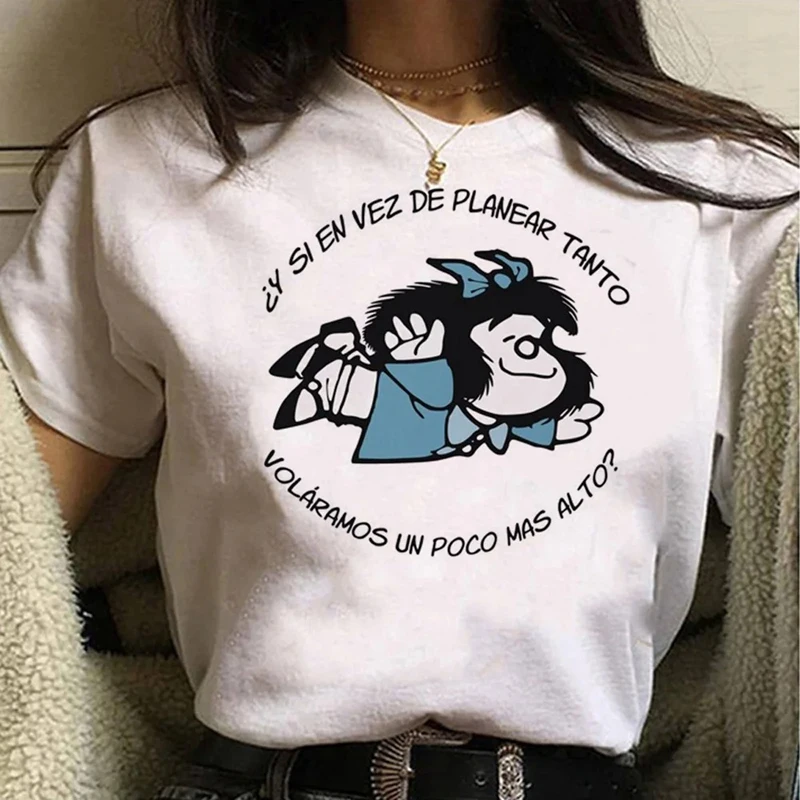 Mafalda Japanese Anime White Fashion Women T-Shirts Harajuku Kawaii Clothes Short Sleeve Summer Tees Casual Female Tops O-Neck
Mafalda Japanese Anime White Fashion Women T-Shirts Harajuku Kawaii Clothes Short Sleeve Summer Tees Casual Female Tops O-Neck