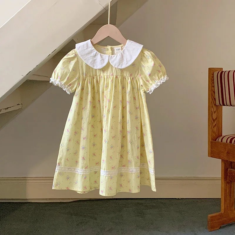 Summer Doll Collar Contrasting Color Girls' Dress Lace Bubble Short Sleeved Princess Dress Korean Version Children's Clothing
Summer Doll Collar Contrasting Color Girls' Dress Lace Bubble Short Sleeved Princess Dress Korean Version Children's Clothing