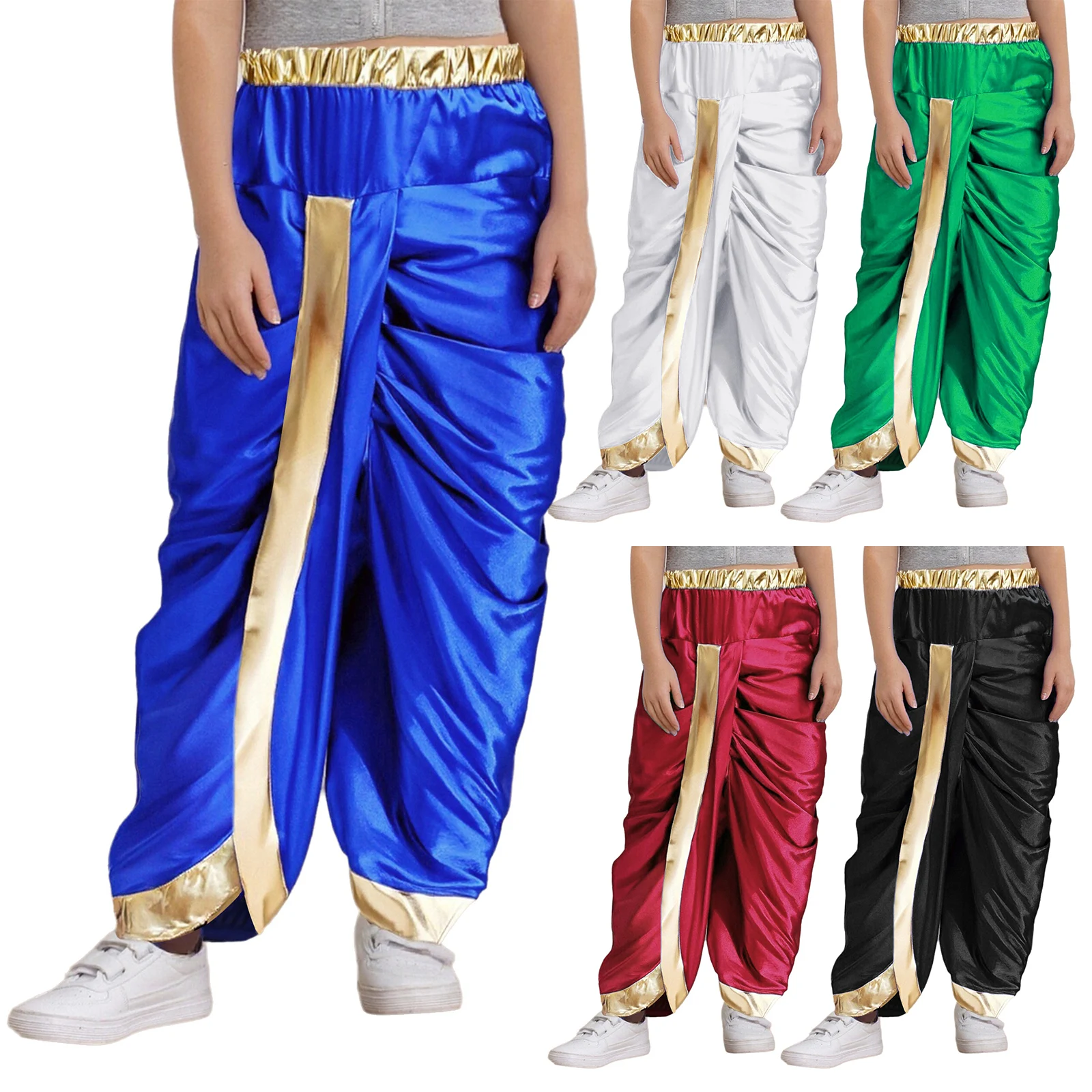 Boys Shiny Satin Dhoti Pants Arabian Prince Costume Elastic Waistband Draped Baggy Trousers for Halloween Party Carnival Cosplay
Boys Shiny Satin Dhoti Pants Arabian Prince Costume Elastic Waistband Draped Baggy Trousers for Halloween Party Carnival Cosplay