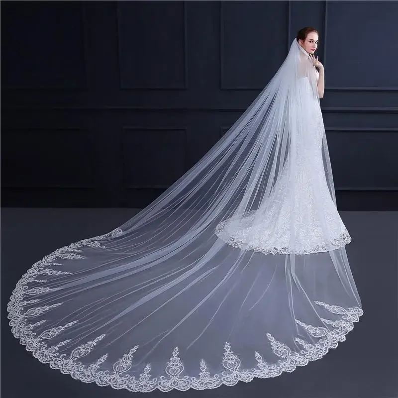 Bridal Veils Elegant 300cm One Layer Lace Edge Wdding With Comb Wedding Accessories Long Tulle Chapel Veil
Bridal Veils Elegant 300cm One Layer Lace Edge Wdding With Comb Wedding Accessories Long Tulle Chapel Veil