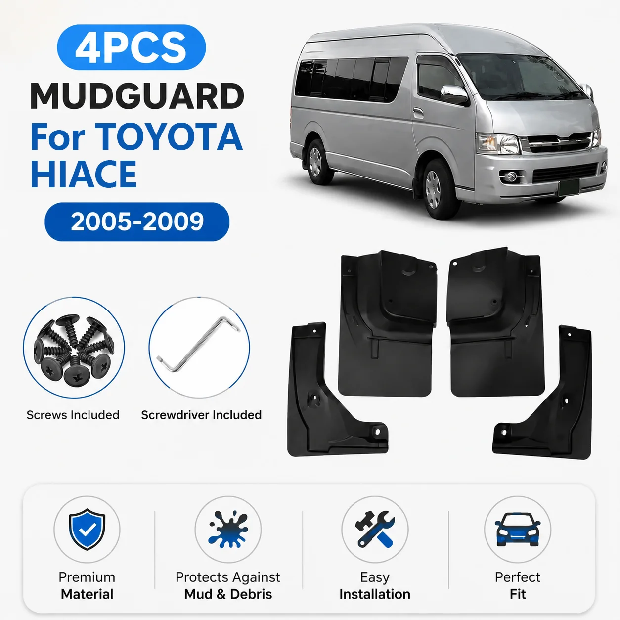 For Toyota Hiace 2005-2009 Vauxhall Holden MK1 Car Tire Fender Mud Flaps Dirt RoadGuards Mudflap Mudguards Car Goods
For Toyota Hiace 2005-2009 Vauxhall Holden MK1 Car Tire Fender Mud Flaps Dirt RoadGuards Mudflap Mudguards Car Goods