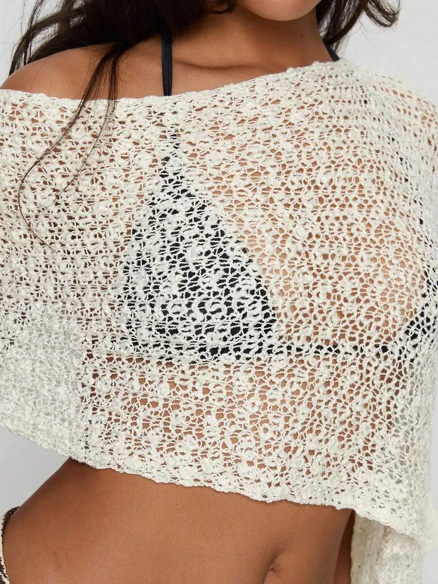 Women One Shoulder Knit Asymmetric Shrug Sheer Mesh Cover Up Beach Vacation Pullover
Women One Shoulder Knit Asymmetric Shrug Sheer Mesh Cover Up Beach Vacation Pullover
