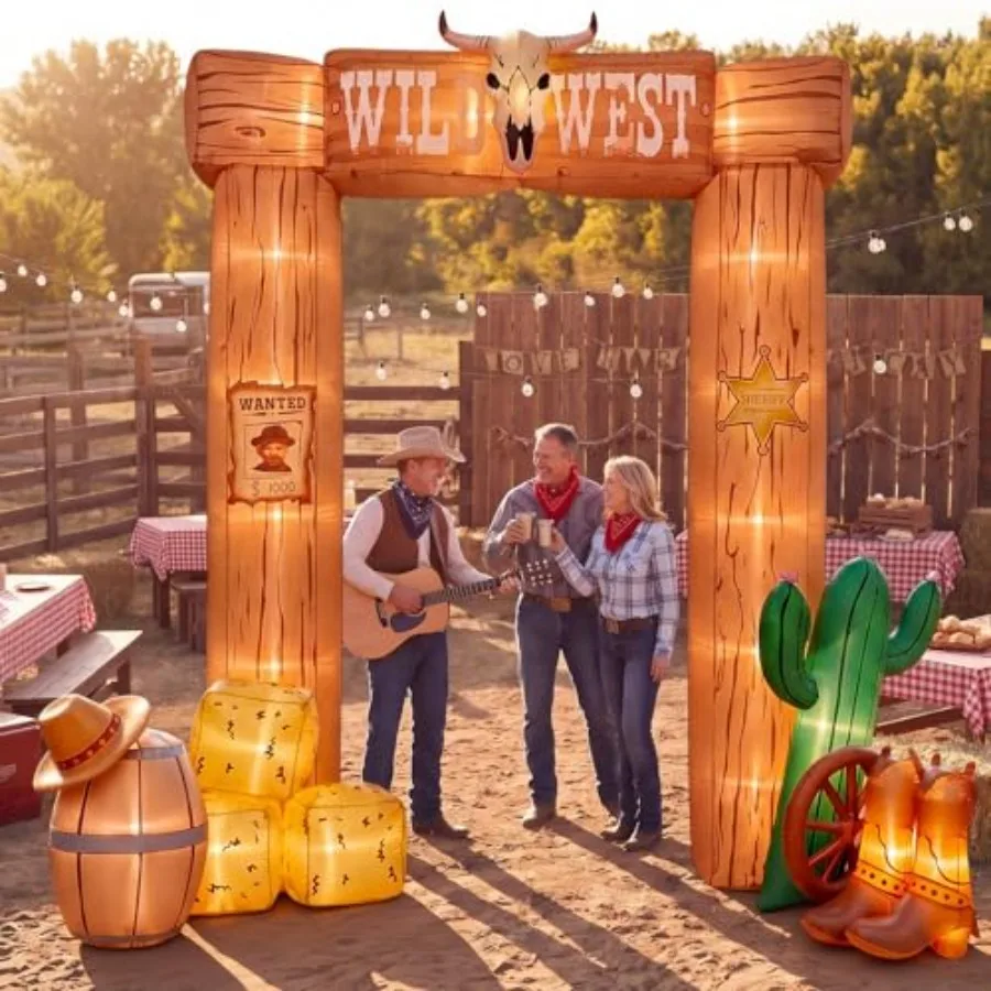 Rodeo entrance decor: 10 ft inflatable Western archway, durable vinyl, rustic brown, built-in LED lights for indoor/outdoor use
Rodeo entrance decor: 10 ft inflatable Western archway, durable vinyl, rustic brown, built-in LED lights for indoor/outdoor use