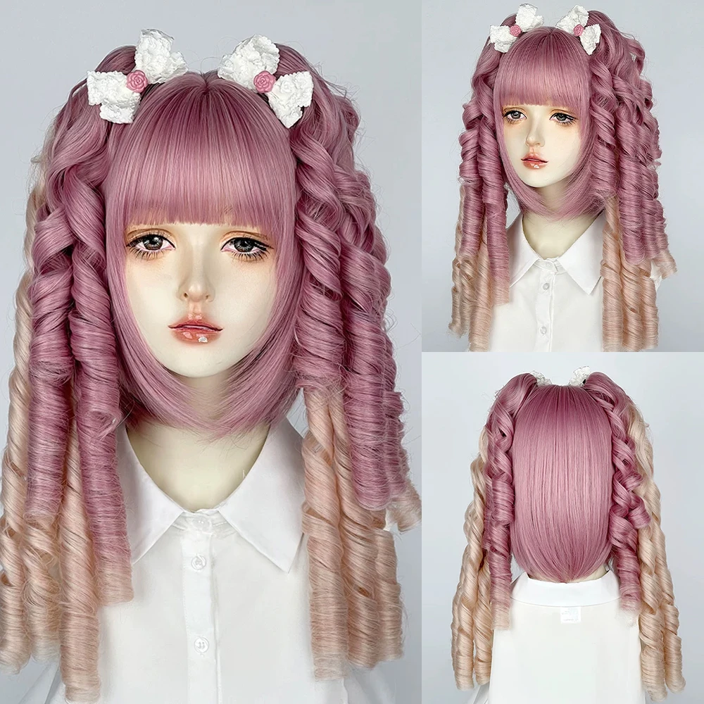 Ombre Pink Long Wavy Double Ponytail Clip Synthetic Short Straight Wig with Bangs Lolita Cosplay Fluffy Women Wig for Daily Part
Ombre Pink Long Wavy Double Ponytail Clip Synthetic Short Straight Wig with Bangs Lolita Cosplay Fluffy Women Wig for Daily Part