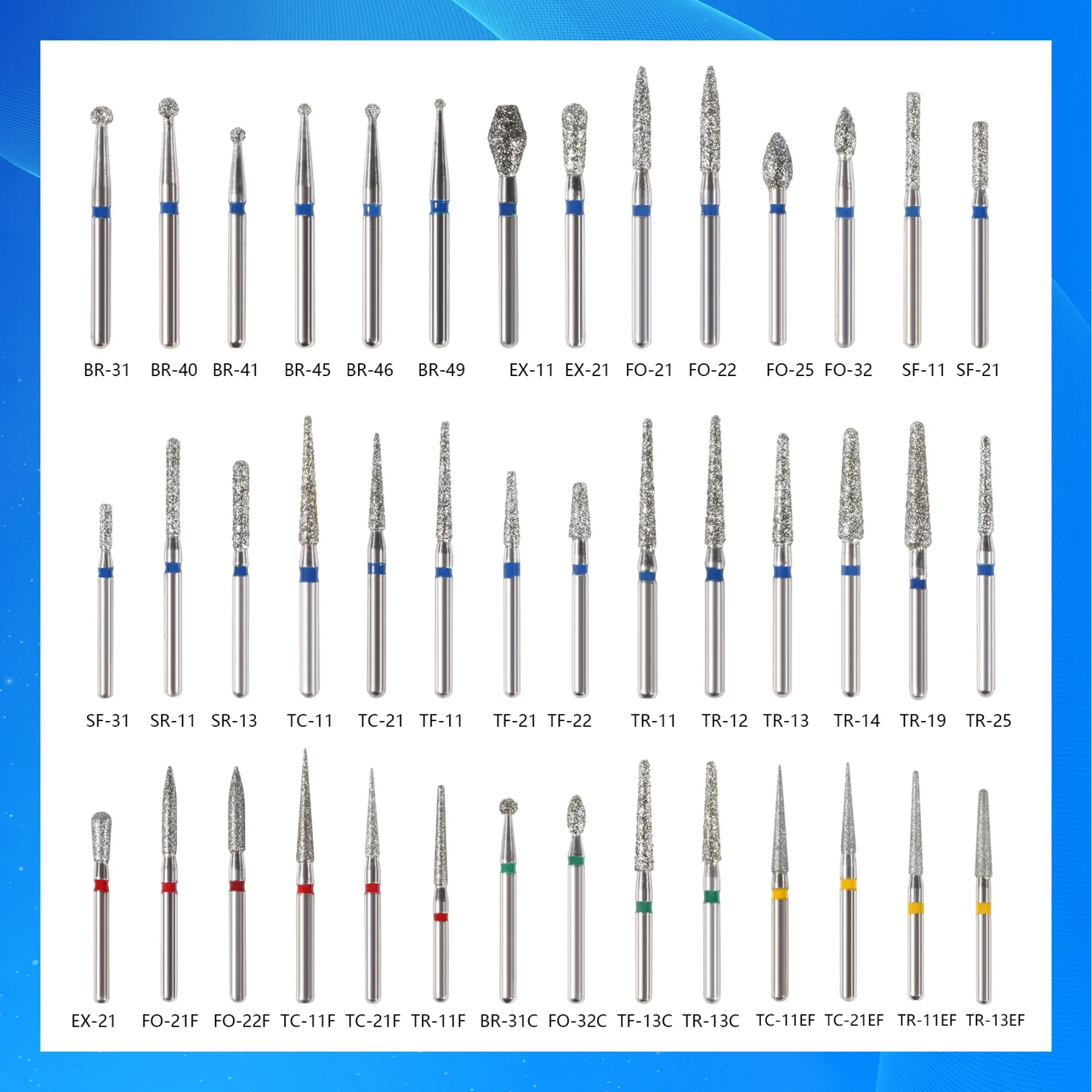 10Pcs/Pack Dental Diamond Burs Drill Dia 1.6MM for High Speed Handpiece BR TR TF FO SO EX All Series Dentistry Materials
10Pcs/Pack Dental Diamond Burs Drill Dia 1.6MM for High Speed Handpiece BR TR TF FO SO EX All Series Dentistry Materials