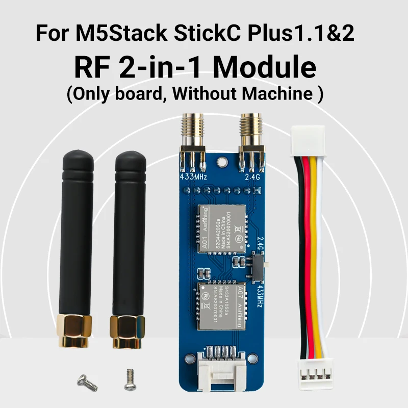 RF 2-in-1 Module for M5Stack StickCPlus 1.1&2, Supports NRF24 2.4GHz and CC1101 433MHz With Bruce Firmware, Without Machine
RF 2-in-1 Module for M5Stack StickCPlus 1.1&2, Supports NRF24 2.4GHz and CC1101 433MHz With Bruce Firmware, Without Machine