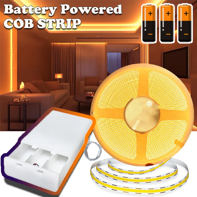 3AA Battery Powered 5V COB LED Strip, Flexible Warm White & White Lights for Bedroom, Kitchen, Counter and Party
3AA Battery Powered 5V COB LED Strip, Flexible Warm White & White Lights for Bedroom, Kitchen, Counter and Party
