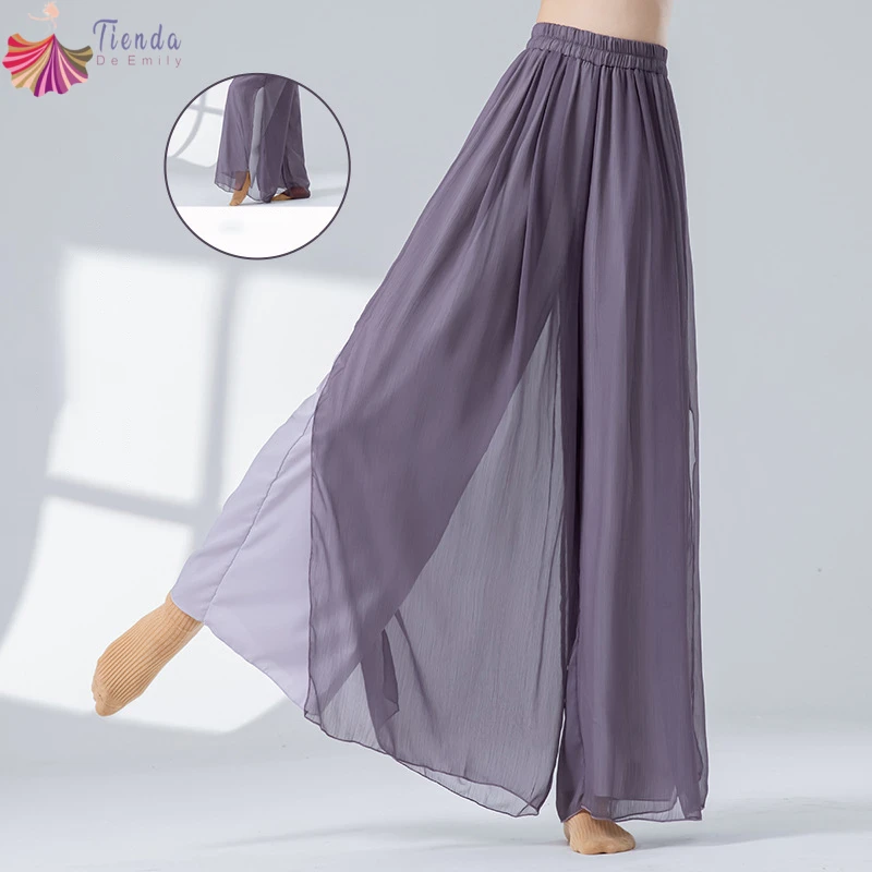 Классические танцевальные брюки, женские двухслойные широкие брюки с боковым разрезом, свободные струящиеся брюки, сценические костюмы, повседневная одежда для отдыха, йоги
Классические танцевальные брюки, женские двухслойные широкие брюки с боковым разрезом, свободные струящиеся брюки, сценические костюмы, повседневная одежда для отдыха, йоги