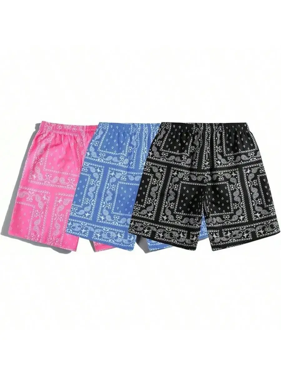 Mens Paisley Bandana Shorts 3 Pack Summer Casual Beach Drawstring Shorts
Mens Paisley Bandana Shorts 3 Pack Summer Casual Beach Drawstring Shorts
