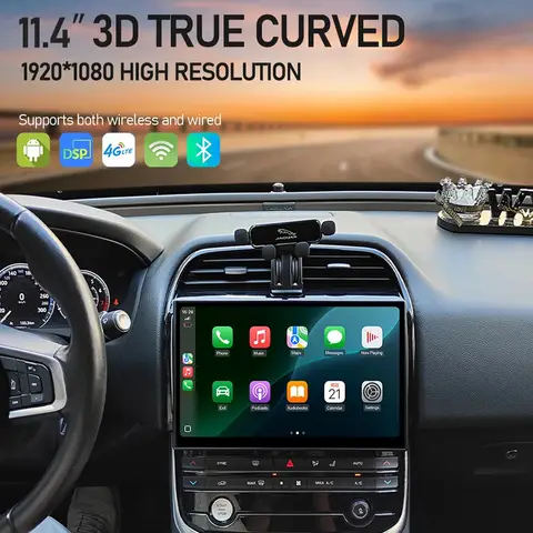 11.4" 3D Curved Screen Dual System For Jaguar F-PACE XE 2016 2017 2018 Auto Carplay GPS Navi Android Car Radio Multimedia Player