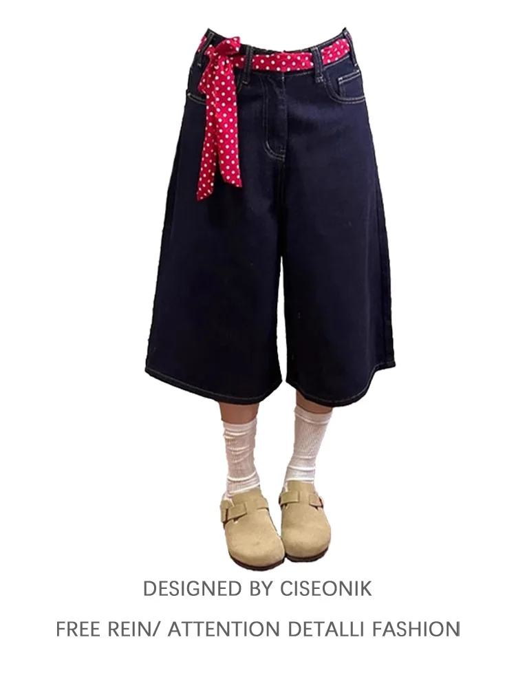 Deep Blue Loose Wide Leg A-Line Denim Shorts Women's High Waist Slim Straight Mid-Calf Seven-Point Pants Summer New Style
Deep Blue Loose Wide Leg A-Line Denim Shorts Women's High Waist Slim Straight Mid-Calf Seven-Point Pants Summer New Style