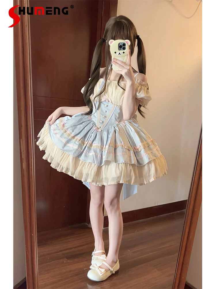 Sweet Elegant Princess Style Square Collar Puff Sleeve Backless Back Big Bow High Waist Slim Layered Ball Gown Mini Dress Women
Sweet Elegant Princess Style Square Collar Puff Sleeve Backless Back Big Bow High Waist Slim Layered Ball Gown Mini Dress Women