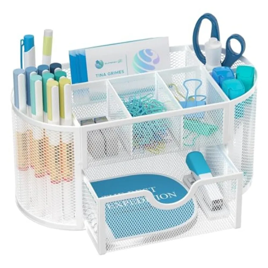 Mesh Desk Organizer, Desk Accessories and Workspace Organizers with Drawers, Pencil Holder for Desk with 9 Compartments for Off
Mesh Desk Organizer, Desk Accessories and Workspace Organizers with Drawers, Pencil Holder for Desk with 9 Compartments for Off