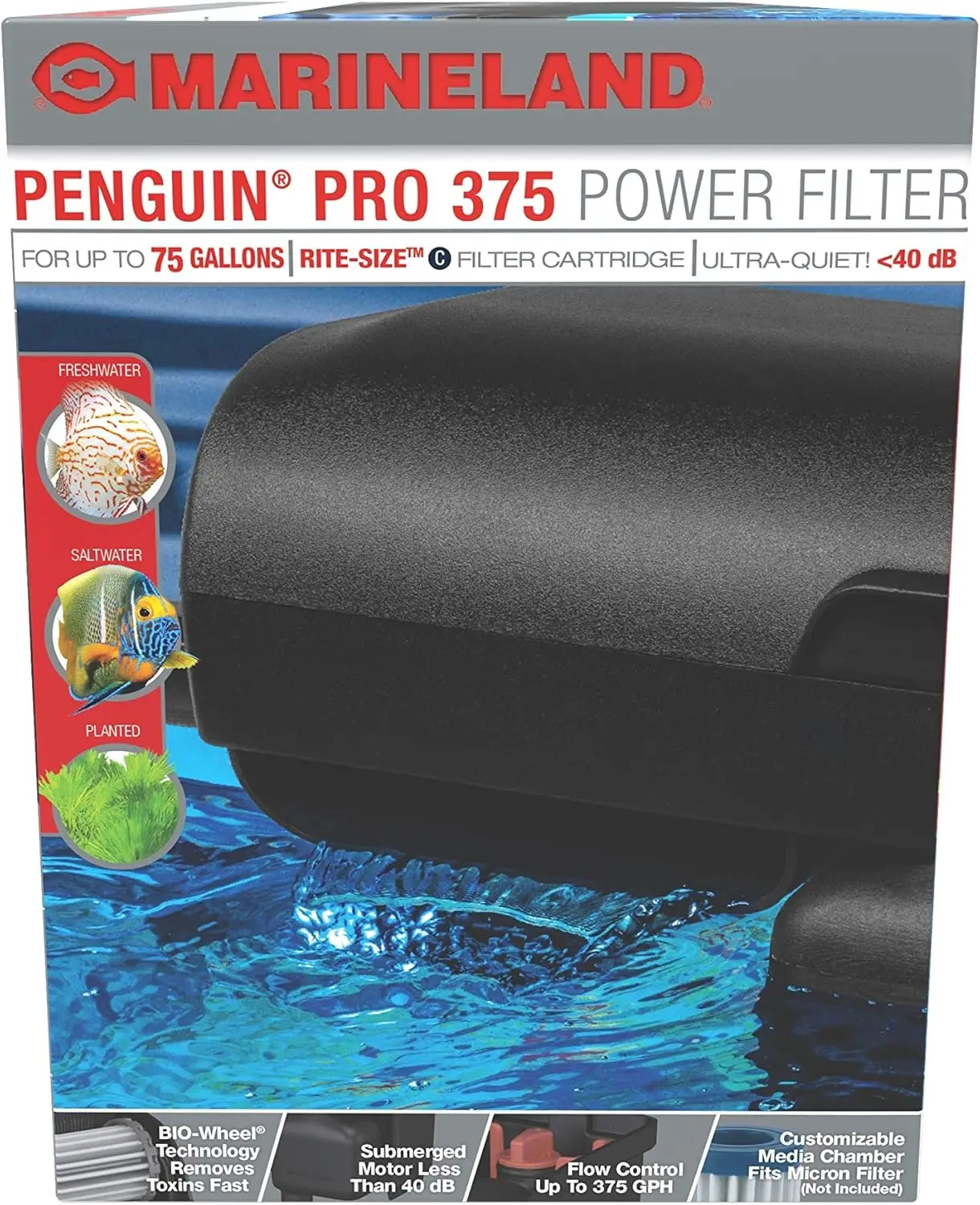 Multi-Stage Aquarium Power Filter, Up to 75 Gallons, Bio-Wheel Technology, Flow Control 375 GPH
Multi-Stage Aquarium Power Filter, Up to 75 Gallons, Bio-Wheel Technology, Flow Control 375 GPH