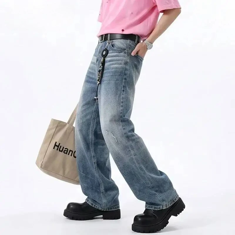 American Vintage Men's Ripped Wide Leg Denim Pants High Street Design Loose Drapey Straight Leg Distressed Jeans
American Vintage Men's Ripped Wide Leg Denim Pants High Street Design Loose Drapey Straight Leg Distressed Jeans