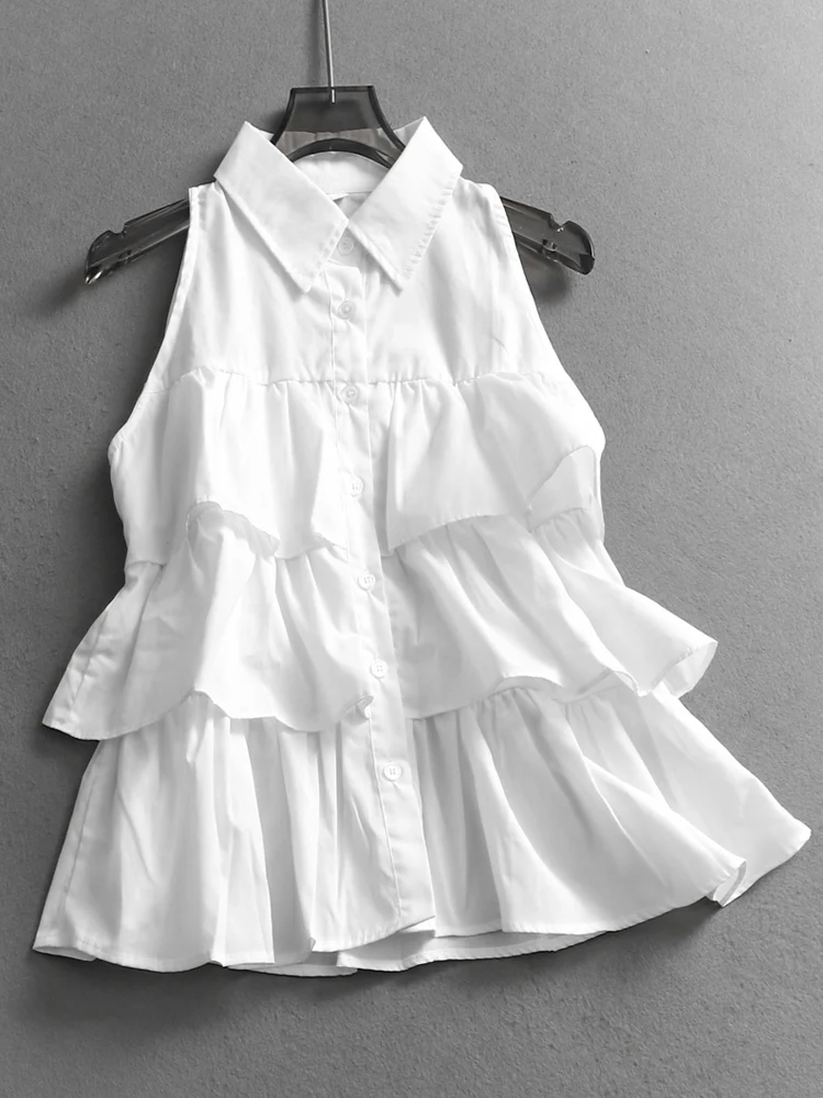 Loose Fit Sleeveless Collared Women's Shirt Pure Color Layered Lace Trim Summer New Style Versatile Cotton Button up Shirt
Loose Fit Sleeveless Collared Women's Shirt Pure Color Layered Lace Trim Summer New Style Versatile Cotton Button up Shirt