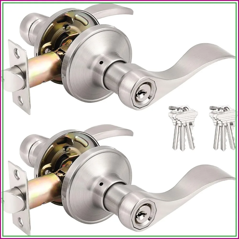 2 Pack Keyed Alike Entry Levers, Satin Nickel Finish, Reversible for Right/Left Handed Doors
2 Pack Keyed Alike Entry Levers, Satin Nickel Finish, Reversible for Right/Left Handed Doors