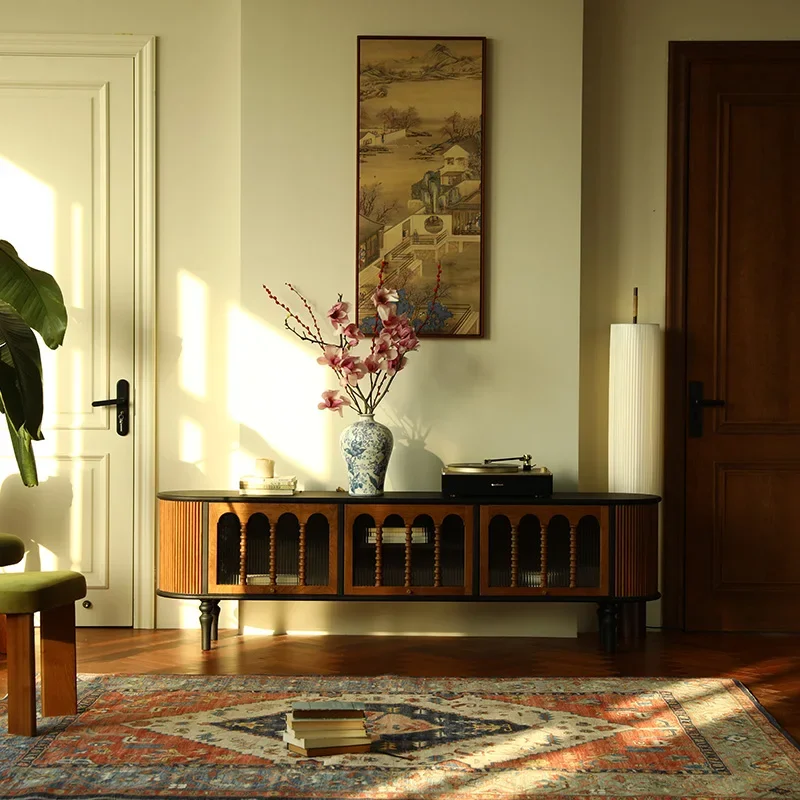 Retro French color matching TV cabinet Nanyang style living room audio-visual cabinet Solid wood medieval low cabinet
Retro French color matching TV cabinet Nanyang style living room audio-visual cabinet Solid wood medieval low cabinet