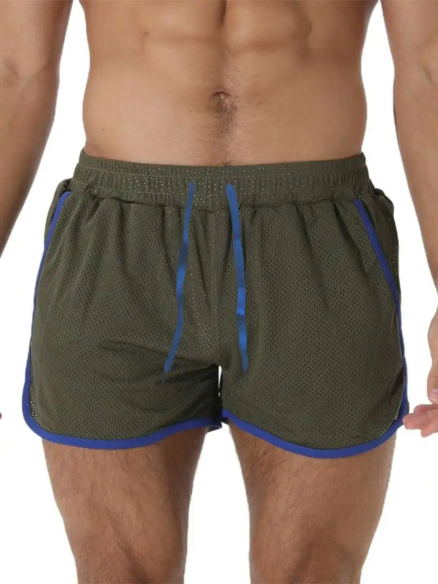 Men Mesh Athletic Shorts With Contrast Blue Trim Elastic Waist Drawstring Pockets For Running Gym Fitness
Men Mesh Athletic Shorts With Contrast Blue Trim Elastic Waist Drawstring Pockets For Running Gym Fitness