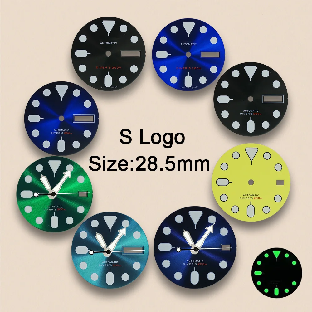 28.5mm S Logo SKX007 Dial Fit NH35/NH36/4R36 Movement Strong Green Luminous Sunray/Matte High-Quality Watch Modified Accessorie
28.5mm S Logo SKX007 Dial Fit NH35/NH36/4R36 Movement Strong Green Luminous Sunray/Matte High-Quality Watch Modified Accessorie