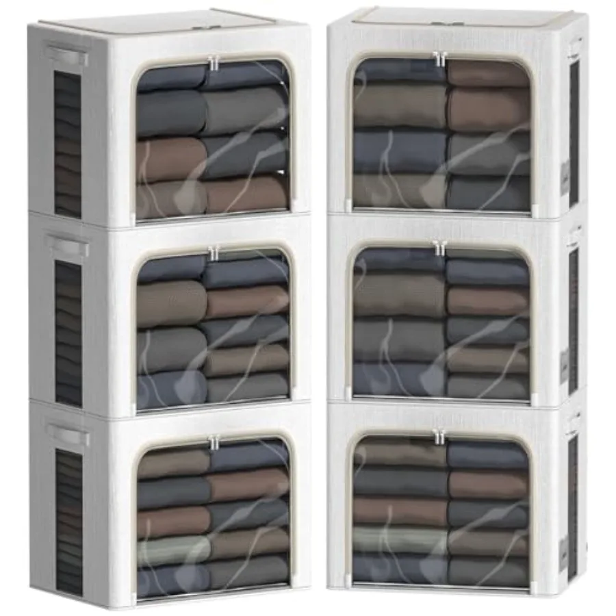 6 Pack Clothes Storage Bins with Metal Frame Foldable Storage Bins for Clothes Linen Fabric Storage Box with Clear Window,15.7x
6 Pack Clothes Storage Bins with Metal Frame Foldable Storage Bins for Clothes Linen Fabric Storage Box with Clear Window,15.7x