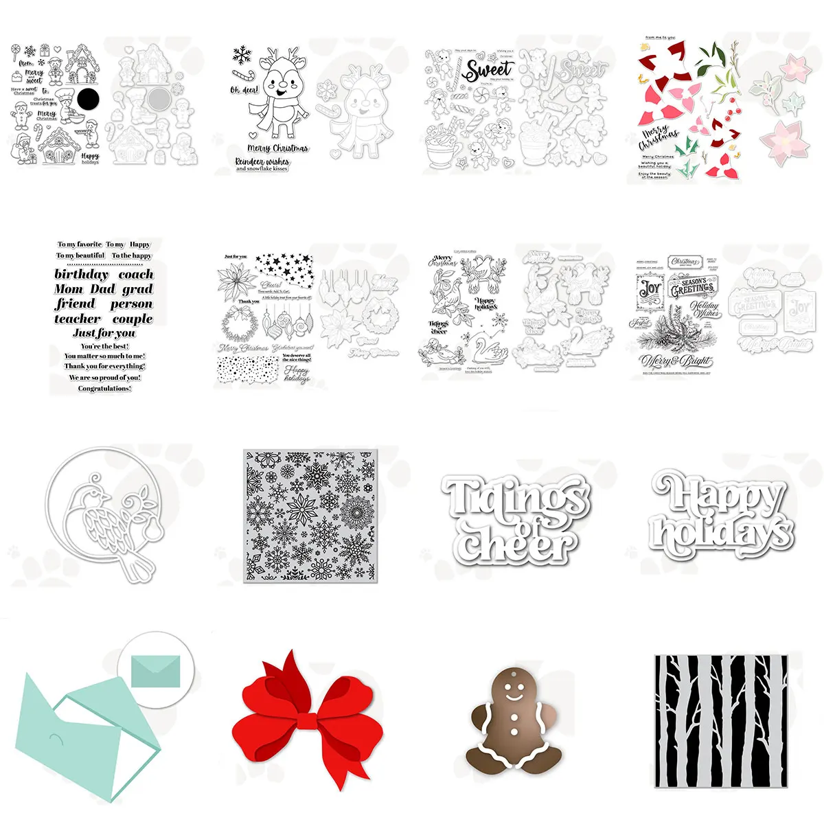 Christmas & General Greeting Themed Carbon Steel Die & Clear Stamp Set, Gingerbread Man/Snowflake/Holiday Metal Cutting Dies
Christmas & General Greeting Themed Carbon Steel Die & Clear Stamp Set, Gingerbread Man/Snowflake/Holiday Metal Cutting Dies