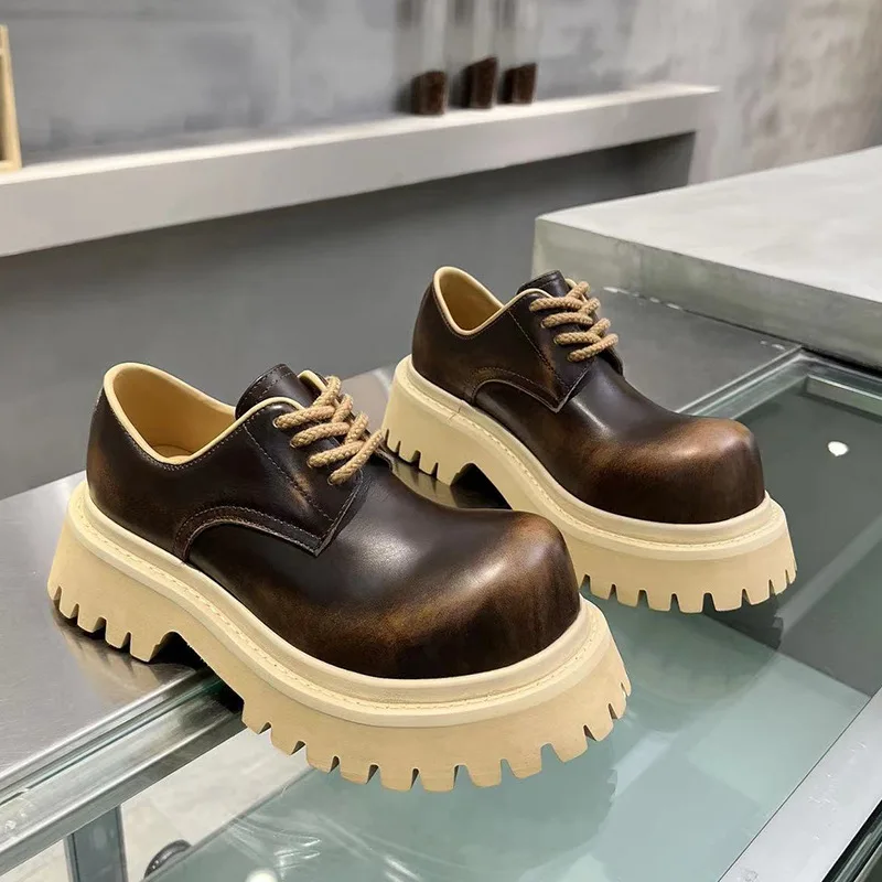 Large Round Toe Small Leather Shoes Women Rub Color Tacones Thick Sole Chunky Mid Heels Narrow Band Lace-Up Loafers Chaussures
Large Round Toe Small Leather Shoes Women Rub Color Tacones Thick Sole Chunky Mid Heels Narrow Band Lace-Up Loafers Chaussures
