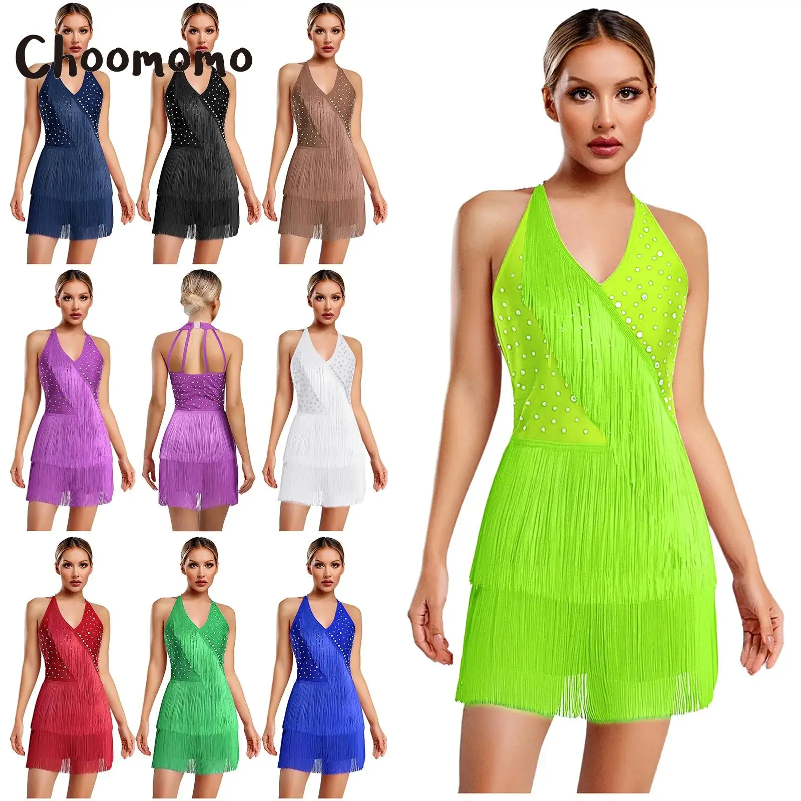 Women Rhinestone Halter Sleeveless Fringed Bodysuit Tassel Latin Dance Leotard Jumpsuit Skating Tango Cha-Cha Salsa Dance Costum
Women Rhinestone Halter Sleeveless Fringed Bodysuit Tassel Latin Dance Leotard Jumpsuit Skating Tango Cha-Cha Salsa Dance Costum