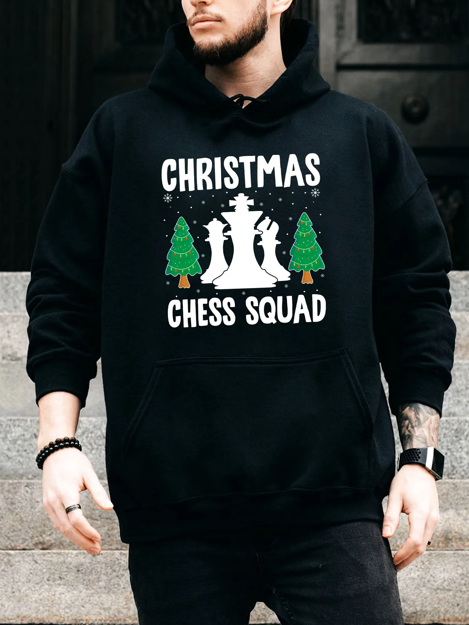 Christmas Chess Squad Men's Drawstring Hoodie - Casual Comfortable Black Pullover, Fall & Winter Hooded Sweatshirt
Christmas Chess Squad Men's Drawstring Hoodie - Casual Comfortable Black Pullover, Fall & Winter Hooded Sweatshirt
