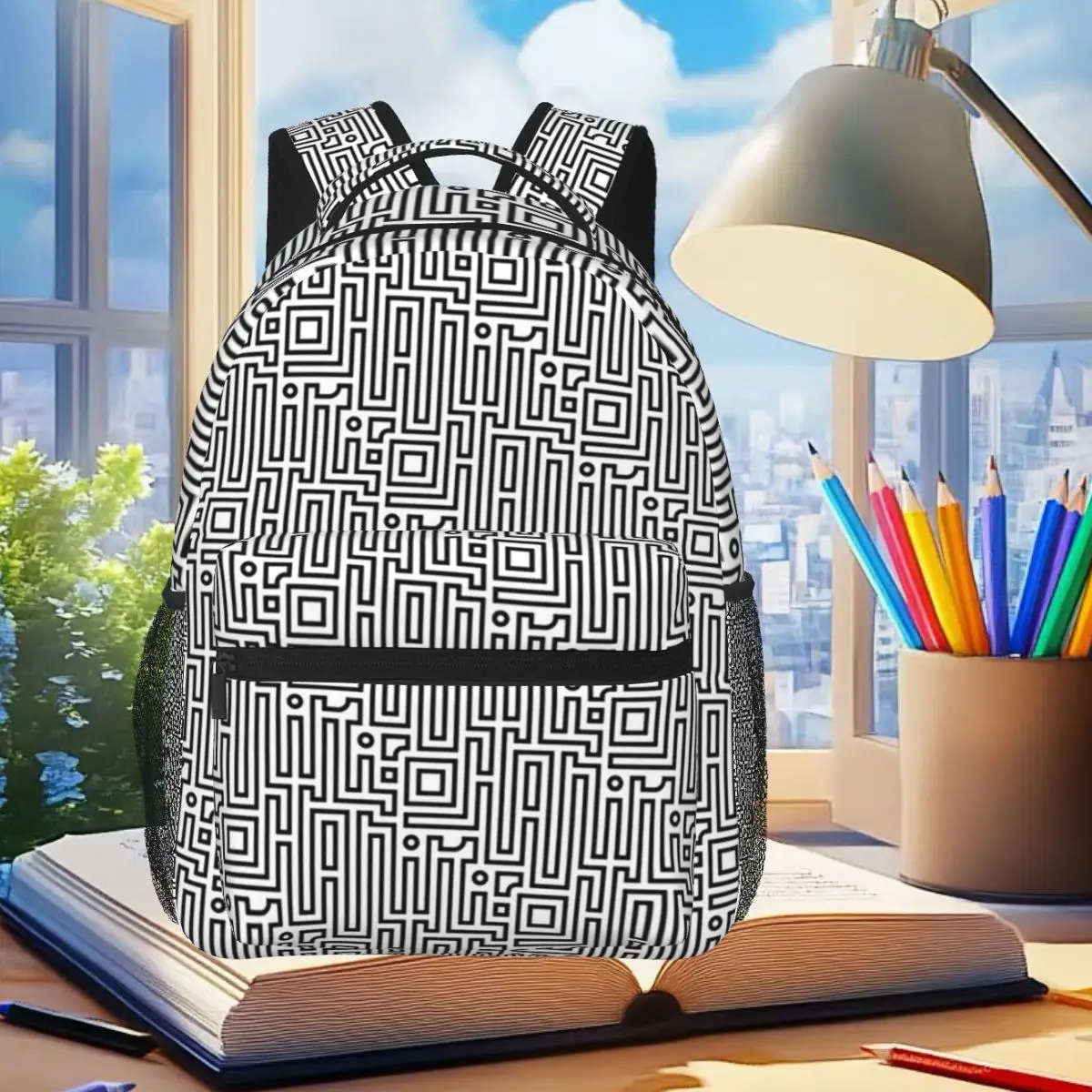 Black And White Pattern, Ohaniki Text Design Student Backpack School Bag Travel Daypack for Men Women Bookbag Shoulder Bags
Black And White Pattern, Ohaniki Text Design Student Backpack School Bag Travel Daypack for Men Women Bookbag Shoulder Bags