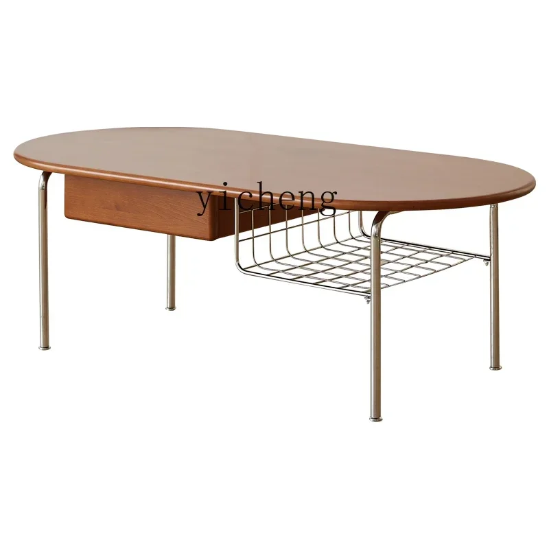 TQH medieval style coffee table living room stainless steel high-end solid wood retro oval tea table
TQH medieval style coffee table living room stainless steel high-end solid wood retro oval tea table