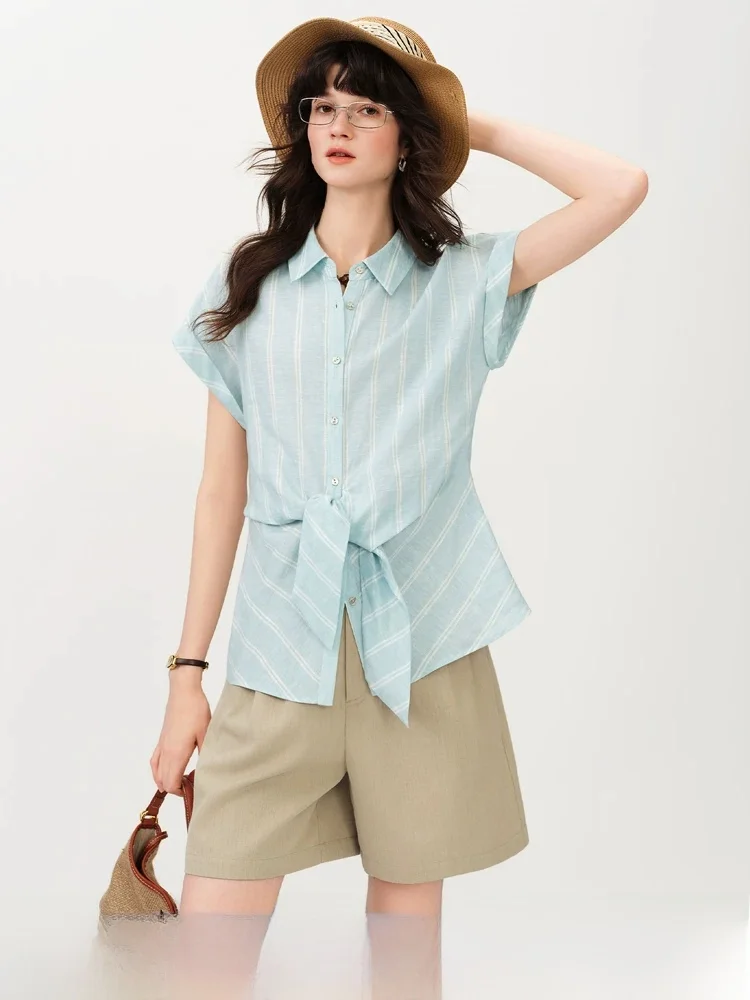 Vivian Fan Linen Stripe Shirt Women's Summer New Beach Vacation Top Casual Style Waist-Cinching Résille Fiber Blend Sleeveless
Vivian Fan Linen Stripe Shirt Women's Summer New Beach Vacation Top Casual Style Waist-Cinching Résille Fiber Blend Sleeveless