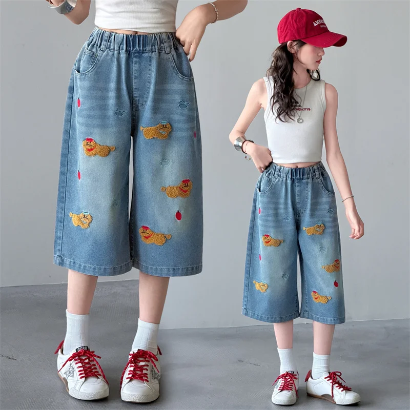 Fashion Summer Kids Wide Leg Cropped Jeans Pants With Towel Embroidery Dog For Teenage Girl Casual Streetwear Denim Shorts 5-14Y
Fashion Summer Kids Wide Leg Cropped Jeans Pants With Towel Embroidery Dog For Teenage Girl Casual Streetwear Denim Shorts 5-14Y